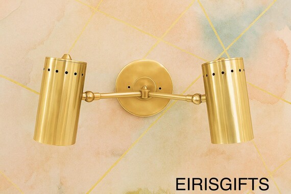 Mid-Century Brass Wall Light Fixture for Bedroom, Living Room, Hallway