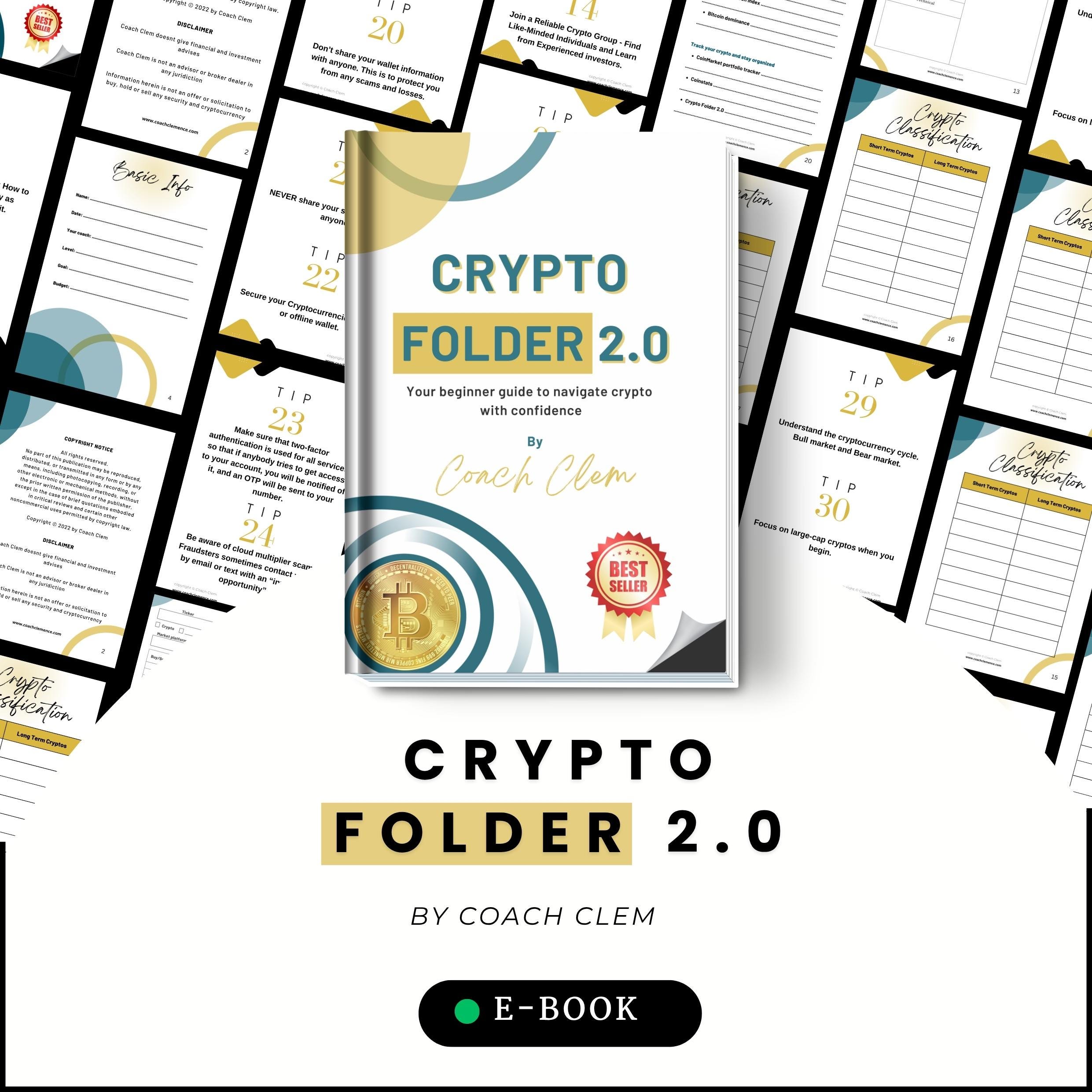 Crypto Folder 2.0 eBook / Beginner Crypto Guide / Bitcoin Blockchain PDF /  Cryptocurrency Study / Crypto Tips PDF / Coach Clem