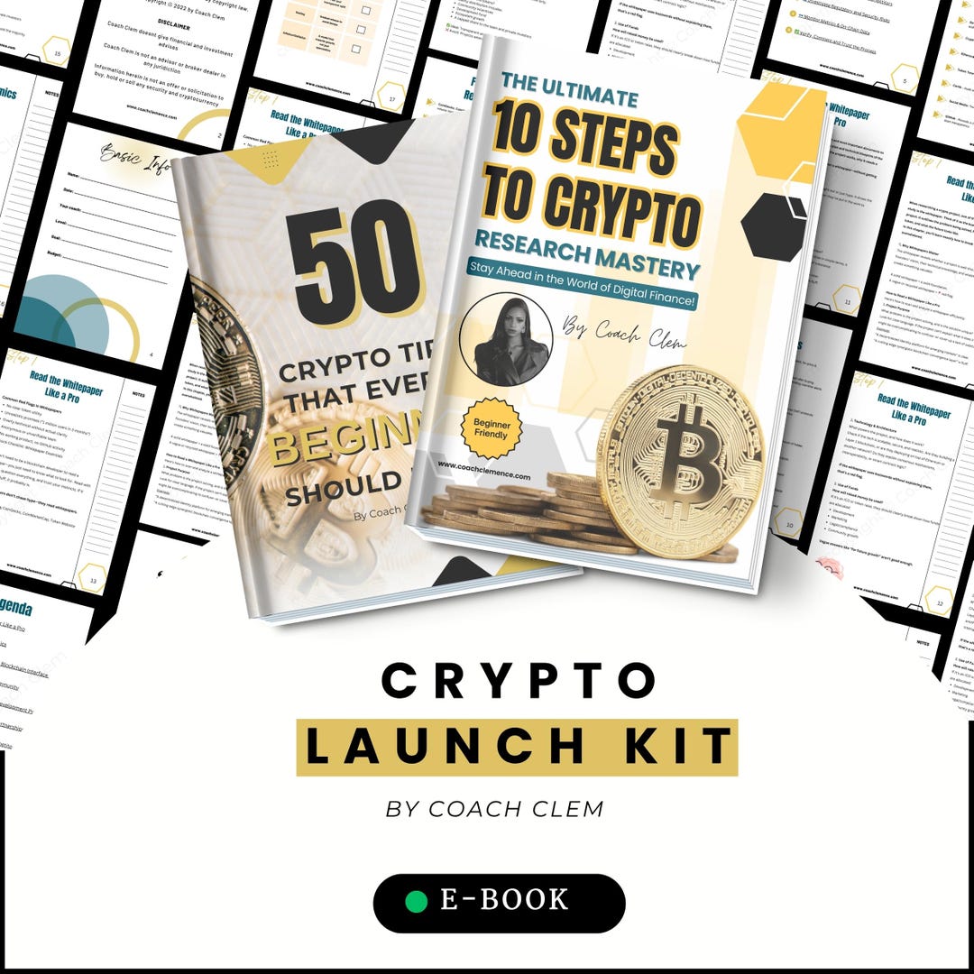 Kit de lanzamiento de criptomonedas (libro electrónico) / Guía de  criptomonedas para principiantes (PDF) / Consejos sobre la blockchain de  Bitcoin / Descarga digital / Paquete de estudio de criptomonedas / Coach  Clem - Etsy España