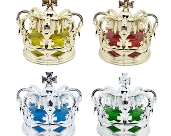 Crown Glass Diffuser Air Freshener Decanter– Bling Dashboard Charm, Car Perfume, Ride Accessory Gift