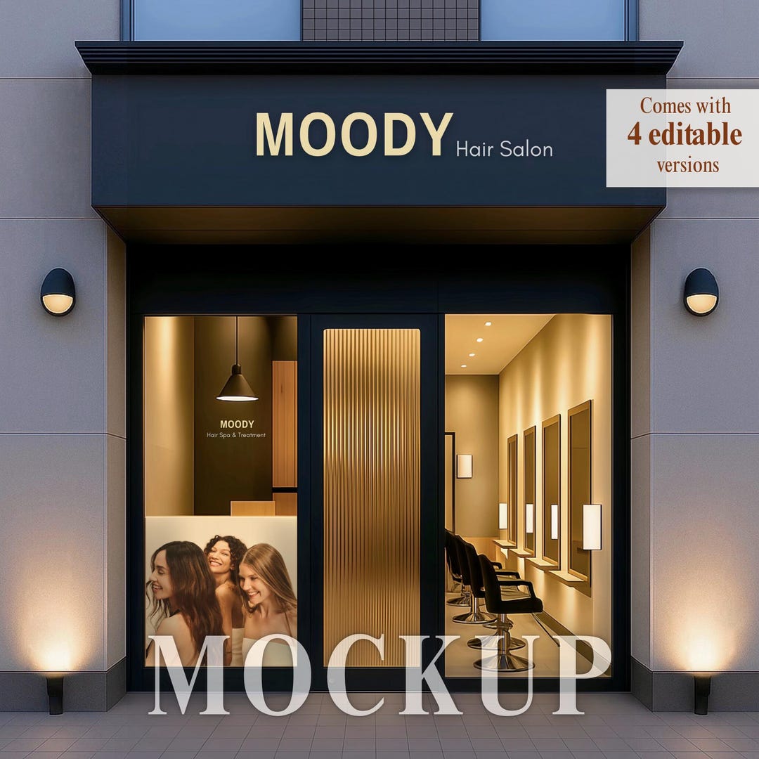 Salon Storefront Mockup: Editable Canva Signage Template - Etsy