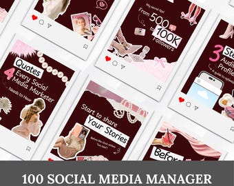 Social Media Manager Template, Instagram Carousel Post Template, Personal Branding, Instagram Template Burgundy, Done-For-You,