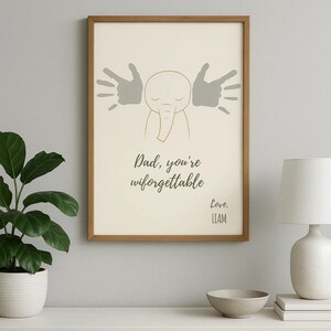 Cadeau fête des pères, création d&#39;empreintes de main pour papa, oeuvre d&#39;art à imprimer pour enfants, cadeau d&#39;anniversaire pour papa, décoration murale pour chambre d&#39;enfant, empreinte de main pour tout-petit, numérique