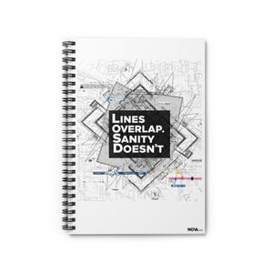 Lines Overlap White Spiral Notebook - Architect Gift, Funny Design Journal, Blueprint Art, Architecture Humor - Ideal for Creative Minds