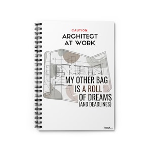 Caution Architect White Spiral Notebook - Architect Gift, Funny Design Journal, Blueprint Art, Architecture Humor - Ideal for Creative Minds