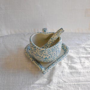 Handmade Talavera Heart Mug Set: Sky Blue Mexican Pottery