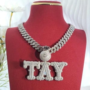 Collana con ciondolo personalizzato con lettera e numero per uomo e donna, moda, gioielli, borsa porta soldi, cauzione, hip hop, Miami, cubano,