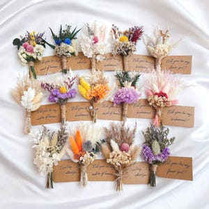 Mini bouquet de fleurs séchées, Cadeau pour proposition de demoiselle d'honneur, Serez-vous ma demoiselle d'honneur, Idées cadeaux de demoiselle d'honneur, Décorations de mariage