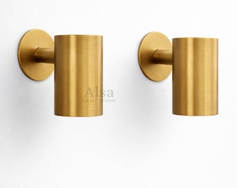 Mid-Century Brass Wall Sconce - Small Cylindrical Minimalist Wall Lighting Fixture