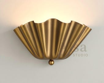 Vintage Brass Wall Sconce, Minimalist Statement Wall Fixture | Luxury Home Accent