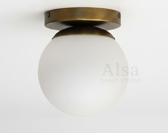 Modern Brass Flush Mount Ceiling Light - Globe Lighting Fixture