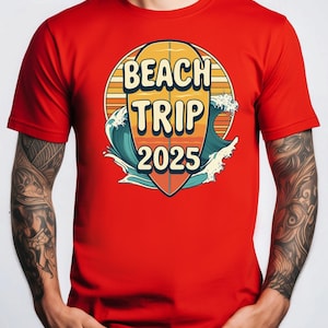 Beach Trip 2025 Shirt | Vacation Group Matching Tee | Summer Surf Graphic T-Shirt | Family Beach Party Outfit Idea