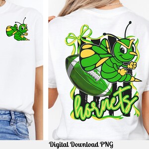 Hornets Mascot Shirt PNG Digital Download Football Design for Shirt School Spirit  Green Yellow Hornets Print, Coquette Tee, Preppy Shirt