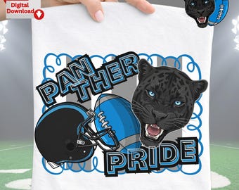 Panthers Football PNG: Design de camiseta com bolso e mascote (Download digital, 2 arquivos)