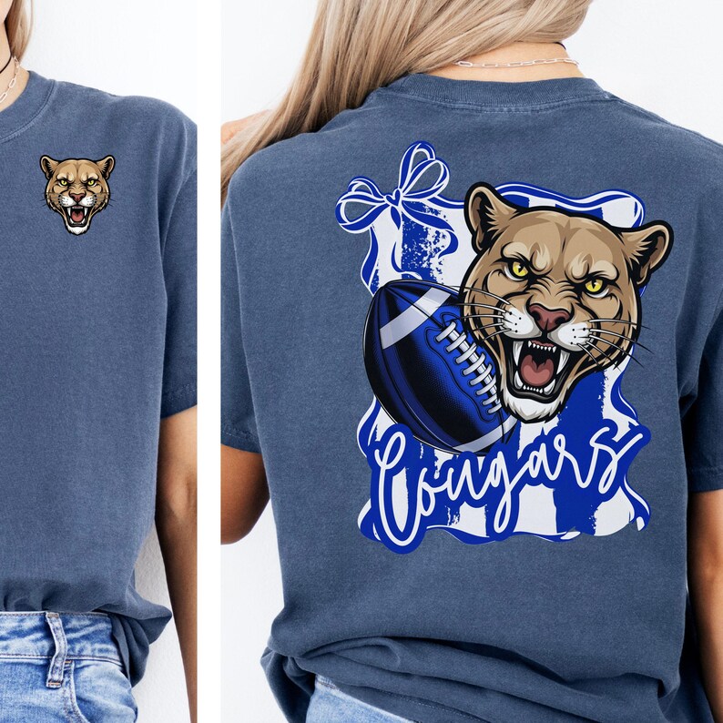 Cougars Football Shirt PNG: Mascot Tee, Game Day Design (Digital Download) image 4