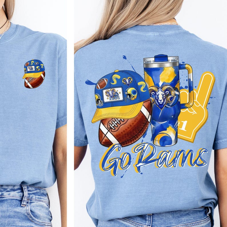 Go Rams Pointing Finger Rams Football Shirt PNG: School Spirit Design (digital Download - Etsy