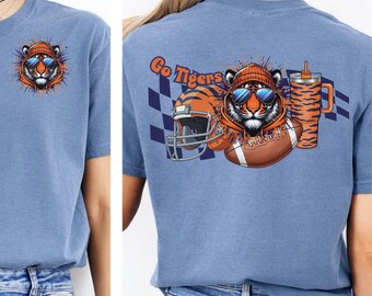 Tigers Football-png-bestand: ontwerp mascotte voor- en achterkant (digitale download)