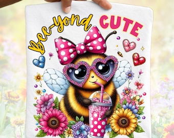 Bee with Sunglasses PNG, Floral Clipart (Digital Download