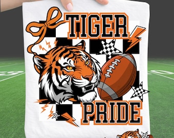 Tigers Football PNG Digital Download Mascot Tiger Pride Game Day School Spirit Design