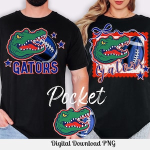 GatorsTrendy Football Shirt PNG Download, Football Shirt Stamp Design, Gators Mascot, Game Day School Spirit DTF DTG, Football Mom Coquette