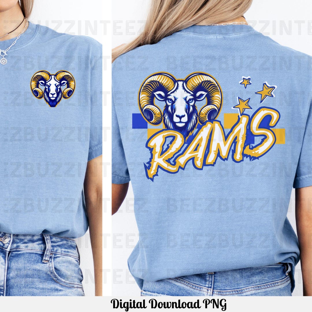 Highland Rams Printables Blue & Gold Rams Mascot PNG: School Spirit Sublimation Design ...