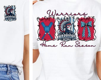 Warriors Softball PNG: Diseño de camiseta con espíritu de equipo (Descarga digital)