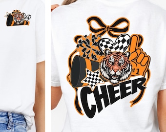 Tigres animando PNG: Diseño de mascota frontal y posterior (descarga digital)