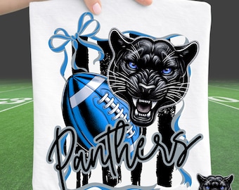 Panthers Football PNG: Preppy School Spirit Tee Design (Digital Download)
