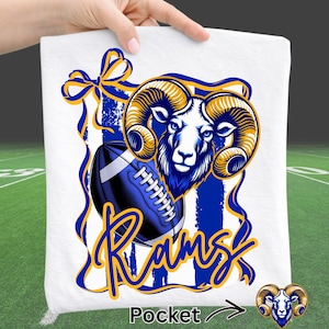 Rams Football PNG: Ropa con el logo de la mascota del equipo de fútbol americano, diseño por sublimación (descarga digital)