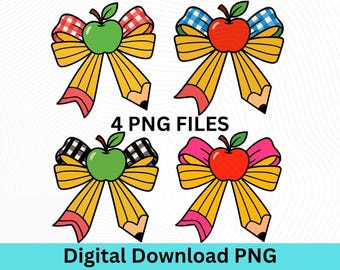 Pencil Bow PNG: Coquette Teacher Shirt Design (Digital Download)