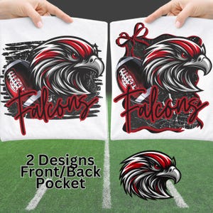 Mascota de fútbol de los Falcons, PNG, negra y roja, para el día del juego, conjunto a juego, descarga digital