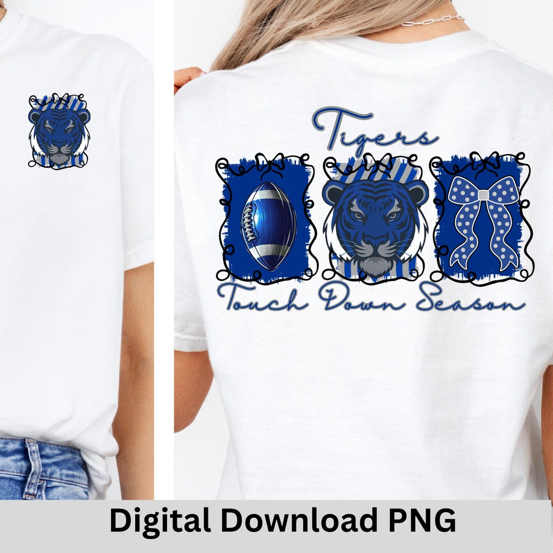 Touchdown Logo Blue Tigers Football PNG: Touchdown Season, Blue Gray (digital Download) - Etsy