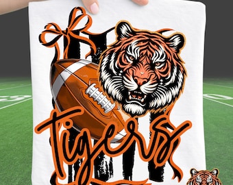 Tigers Football PNG Black Orange Mascot Game Day Digital Download
