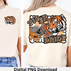 Tiger Pride Football  PNG, Tiger Mascot Shirt PNG, Trending Football, Tiger Game Day Sport Black Orange Design PNG, Tiger Trendy Digital