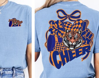Tigres animan PNG: Diseño de mascota azul y naranja (descarga digital)