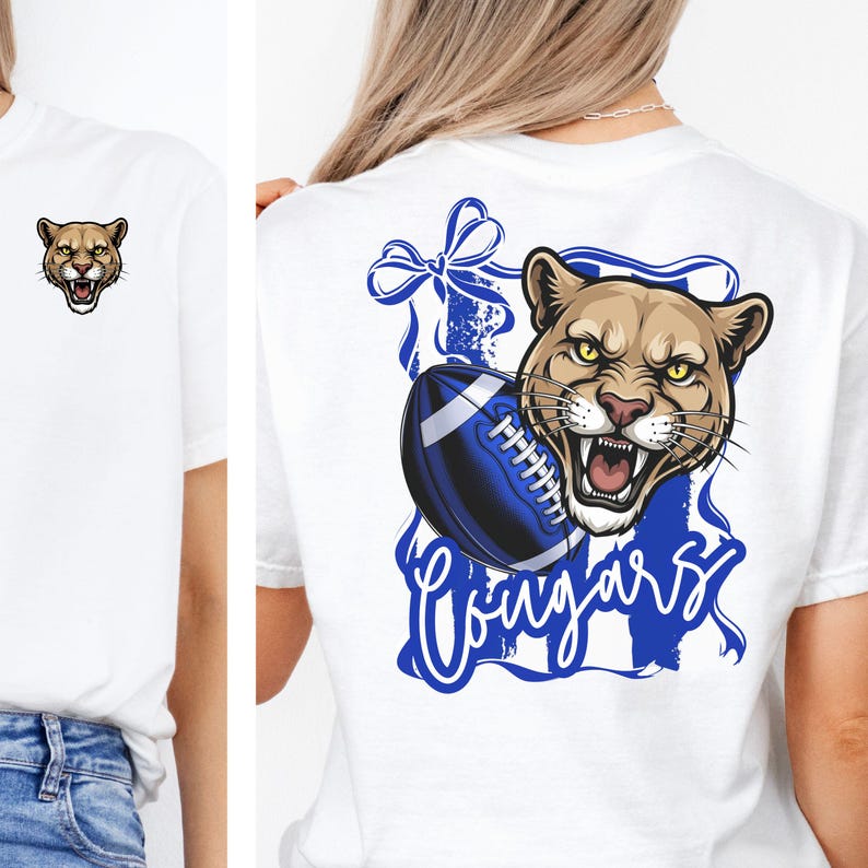 Cougars Football Shirt PNG: Mascot Tee, Game Day Design (Digital Download) image 6