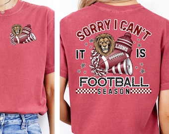 Lions Football PNG - Maroon & White Mascot team Tee Design (Digital Download)