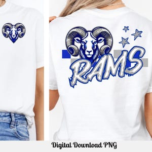 Rams Mascot PNG: Football Team Spirit, Blue Gray Checker Print (Digital Download