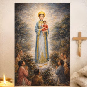 Our Lady of La Vang 24x36 Printable Wall Art – Vietnamese Catholic Decor – Duc Me La Vang – Marian Apparition Vietnam – Digital Download