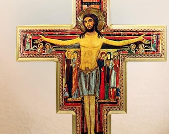 Crocifisso di San Francesco d'Assisi SVG: Croce cattolica di Gesù vettoriale (download digitale)