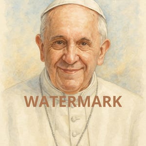 Ritratto di Papa Francesco ad acquerello stampabile / Scarica l'arte murale cattolica 8x10 Opera papale / Decorazione cristiana ad alta risoluzione Regalo religioso