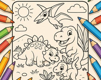 Dinosaur Coloring Pages for Kids: 25 Printable Activity Sheets (PDF Download A4 Size)