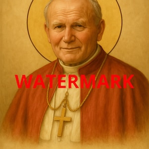 Art mural imprimable Saint Jean-Paul II, Portrait du pape catholique, téléchargement numérique de 20 x 10 pouces, décoration d&#39;intérieur religieuse chrétienne Giovanni Paolo II