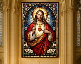 Heiligstes Herz von Jesus Glasmalerei-Kunst | Katholiken Digital Download