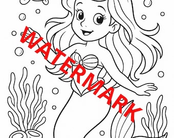 Mermaid Coloring Pages: 20 Magical Underwater Scenes (A4 Digital Download)