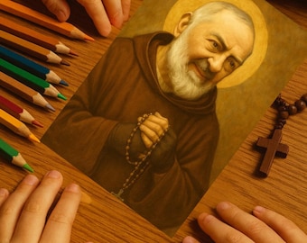 Padre Pio Prayer Card 4x6 Printable | Saint Padre Pio Catholic Holy Card | Religious Prayer Card Digital Download Pietralcina Italia Sacred