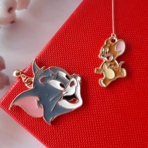 Vintage Tom And Jerry Cartoon Character Dangle Earrings