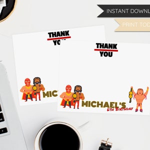 Cartão de agradecimento de luta livre personalizado, IMPRIMA HOJE, para impressão, modelo, etiquetas para presentes, etiquetas para lembrancinhas, wwe, aew, rumble, download, faça você mesmo,