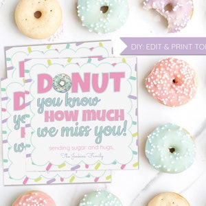 CUSTOMIZE TEXT, Donut Gift Tags, Cards, Printable, Editable, Doughnuts, Birthday, Personalize, Family Gift Tags, template