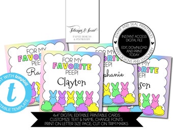 Personalized Easter Gift Tags, Cards, Printable, Editable, Templett, Easter Gifts, Easter Baskets, Personalize, Family Gift Tags, Kid Gifts